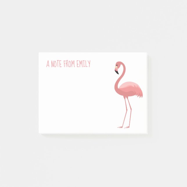 Pink Flamingo Hinweis von Post-it Klebezettel (Vorderseite)