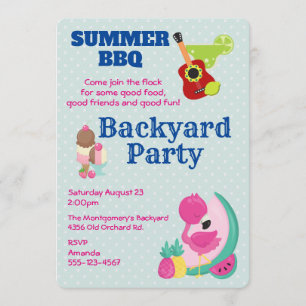 Pink Flamingo Ice Cream GRILLEN Party Einladung