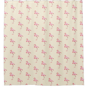 Pink Flamingo Illustration Tropisches Muster Paste Duschvorhang
