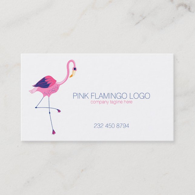 Pink Flamingo Illustration Visitenkarte (Vorderseite)