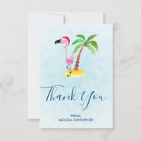 Pink Flamingo in der Weihnachtsmannmütze Danke