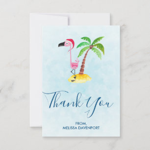 Pink Flamingo in der Weihnachtsmannmütze Danke