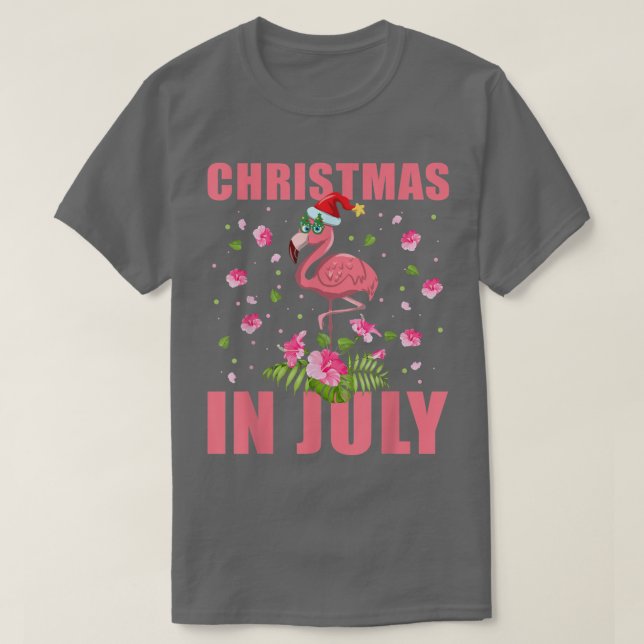 Pink Flamingo in der Weihnachtsmannmütze Weihnacht T-Shirt (Design vorne)