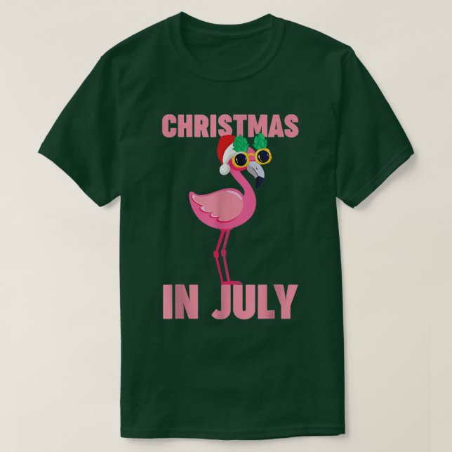 Pink Flamingo In Santa Hat Christmas In July 816  T-Shirt (Design vorne)