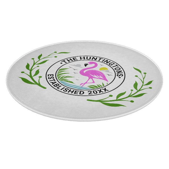 Pink Flamingo in Water Family Name Datum Estnr. 1  Schneidebrett (Ecke)