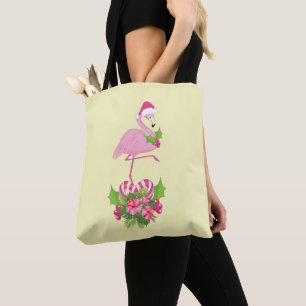 Pink Flamingo in Weihnachtsmannmütze Whimsisches W