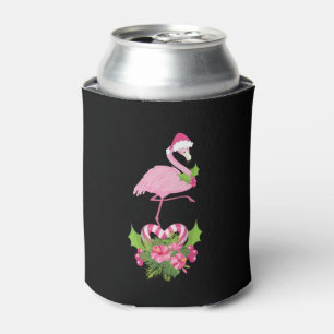 Pink Flamingo in Weihnachtsmannmütze Whimsisches W Dosenkühler