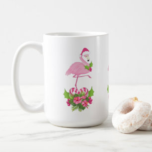 Pink Flamingo in Weihnachtsmannmütze Whimsisches W Kaffeetasse