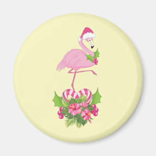 Pink Flamingo in Weihnachtsmannmütze Whimsisches W Magnet
