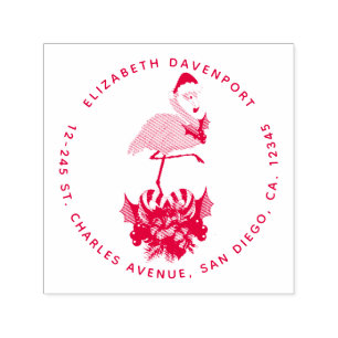 Pink Flamingo in Weihnachtsmannmütze Whimsisches W Permastempel