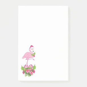 Pink Flamingo in Weihnachtsmannmütze Whimsisches W Post-it Klebezettel