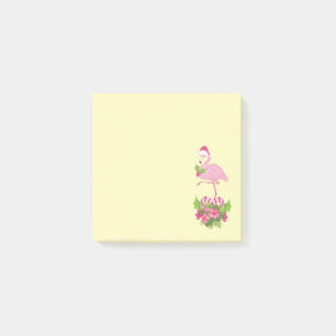 Pink Flamingo in Weihnachtsmannmütze Whimsisches W Post-it Klebezettel