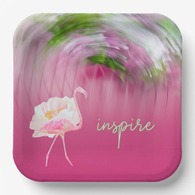 Pink Flamingo Inspiration Sprichwort Inspiriert Pappteller (Vorderseite)