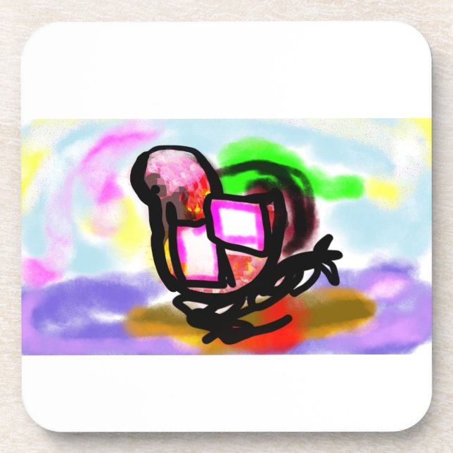 Pink flamingo joy love  getränkeuntersetzer (Vorderseite)