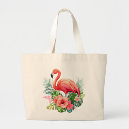 Pink Flamingo   Jumbo Stoffbeutel
