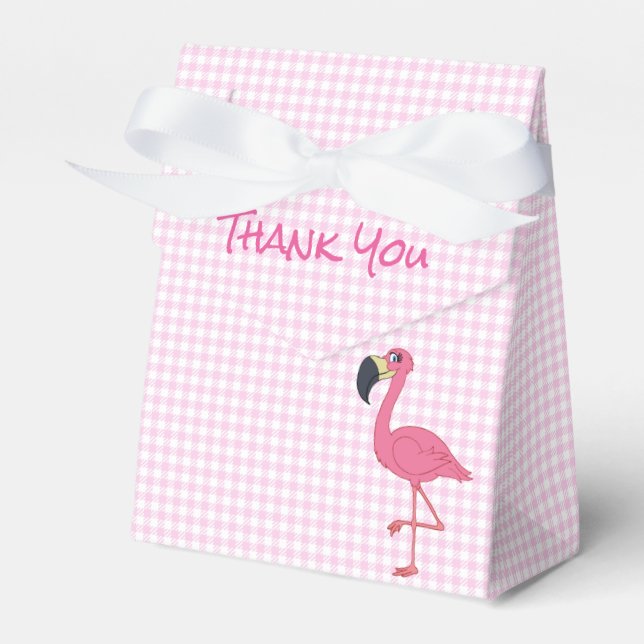 Pink Flamingo & Karos Zelt Gefallen Box Geschenkschachtel (Vorderseite)