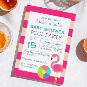 Pink Flamingo Kinderdusche Einladung