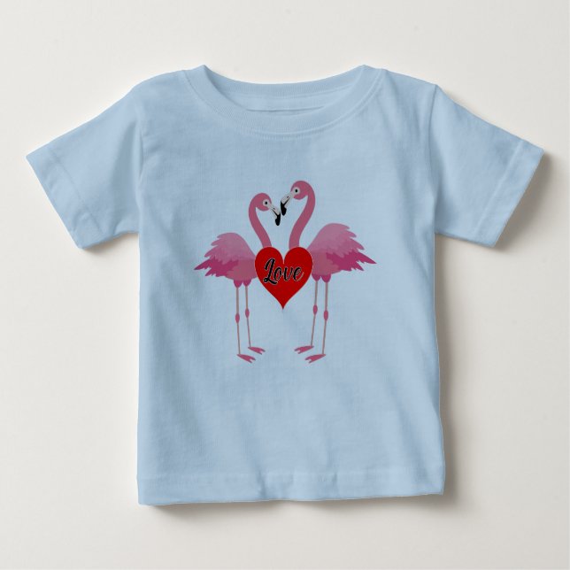 Pink Flamingo Liebe Design - Baby Fine Jersey T-Sh Baby T-shirt (Vorderseite)