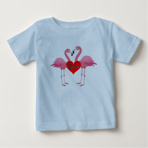 Pink Flamingo Liebe Design - Baby Fine Jersey T-Sh T-shirt