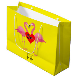 Pink Flamingo Liebe Design - Geschenktasche - Groß Große Geschenktüte