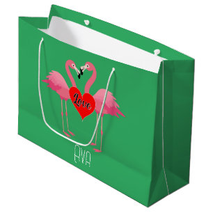 Pink Flamingo Liebe Design - Geschenktasche - Groß Große Geschenktüte
