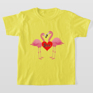 Pink Flamingo Liebe Design - Girls' Basic T - Shir T-Shirt