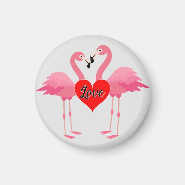 Pink Flamingo Liebe Design - Magnet: Circle Magnet (Vorne)
