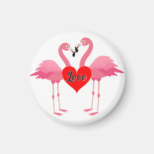 Pink Flamingo Liebe Design - Magnet: Kreis Magnet