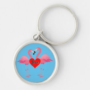Pink Flamingo Liebe Design - Premium Round Schlüss Schlüsselanhänger