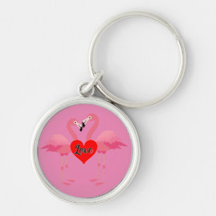 Pink Flamingo Liebe Design - Premium Round Schlüss Schlüsselanhänger
