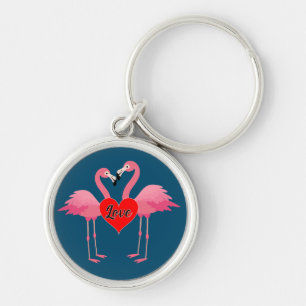 Pink Flamingo Liebe Design - Premium Round Schlüss Schlüsselanhänger