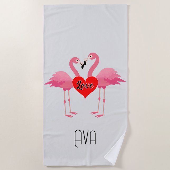 Pink Flamingo Liebe Design - Strandtuch (Vorderseite)