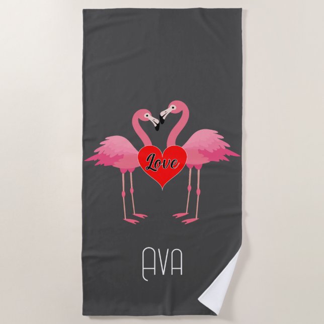 Pink Flamingo Liebe Design - Strandtuch (Vorderseite)