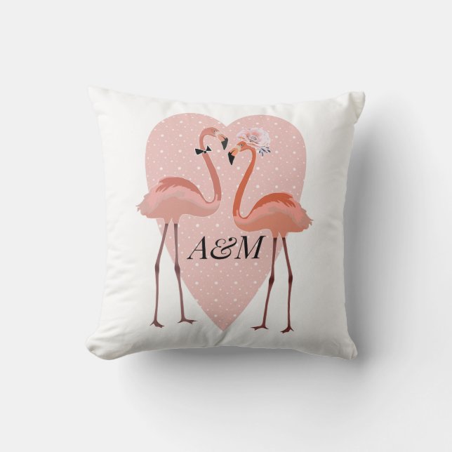 Pink Flamingo Liebe Kissen (Vorderseite)