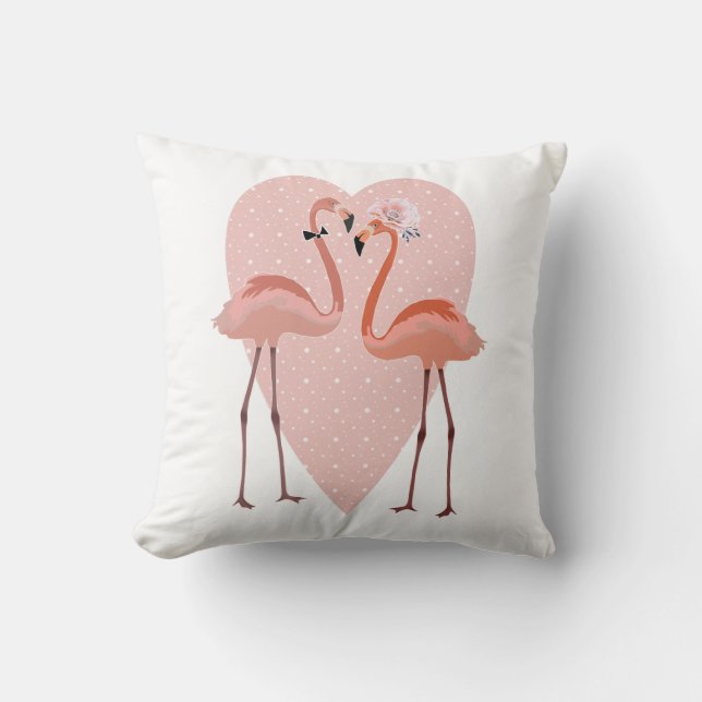 Pink Flamingo Liebe Kissen (Vorderseite)