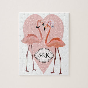 Pink Flamingo Liebe Puzzle