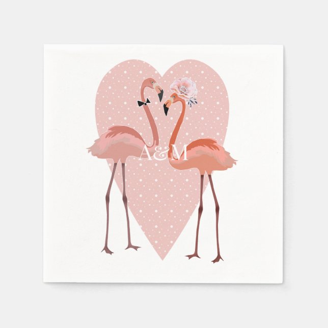 Pink Flamingo Liebe Serviette (Vorderseite)