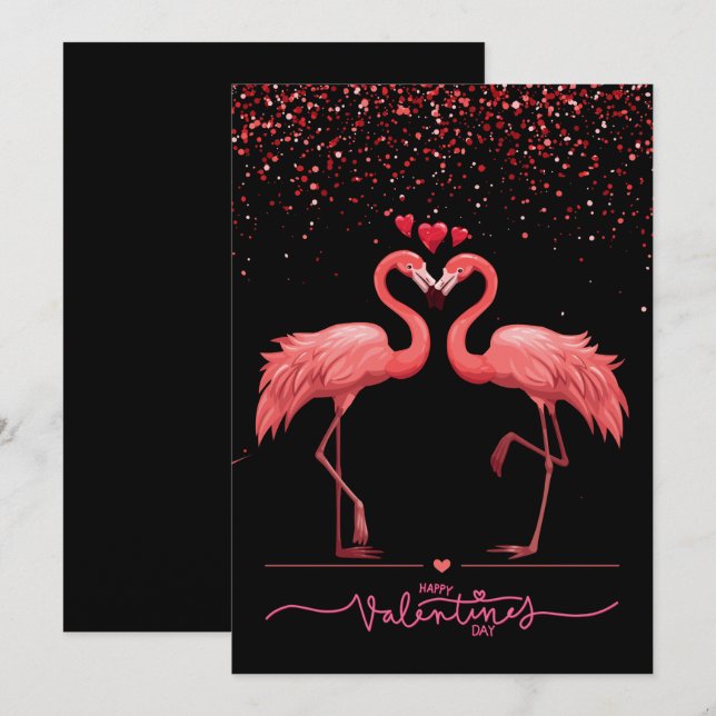 Pink Flamingo Liebe - Valentine Be Feiertagskarte (Vorne/Hinten)