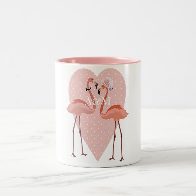 Pink Flamingo Liebe Zweifarbige Tasse (Mittel)