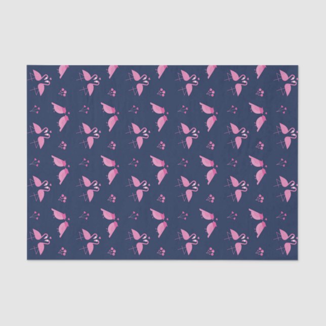 Pink Flamingo Love Birds Muster Valentinstag Seidenpapier (Vorderseite)