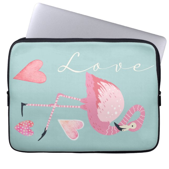 Pink Flamingo Love Electronics Bag Laptopschutzhülle (Vorderseite)