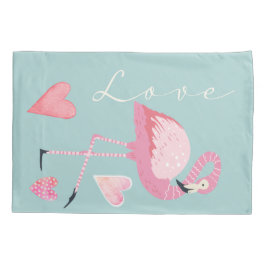Pink Flamingo Love Pillowcase Kissenbezug