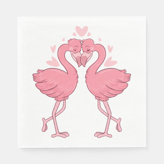 Pink Flamingo Love Tropical Beach Wedding Serviette (Vorderseite)