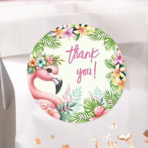 Pink Flamingo Mädchen Geburtstagsfeier Runder Aufkleber