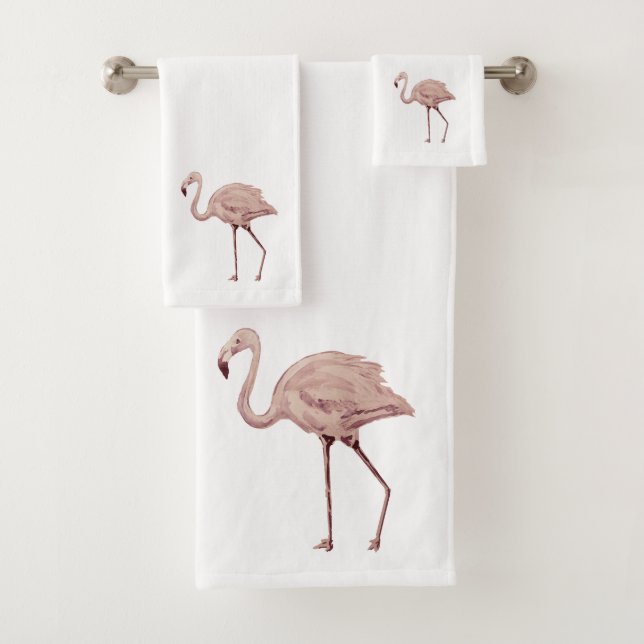 Pink Flamingo Malerei Badehandtuch Set (Insitu)