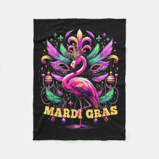 Pink Flamingo Mardi Gras Crown And Beads Mask Carn Fleecedecke