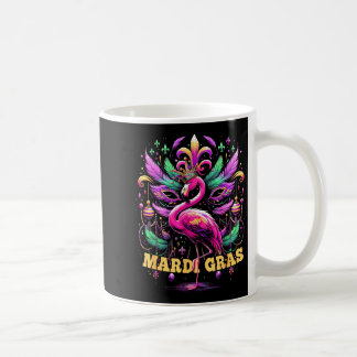 Pink Flamingo Mardi Gras Crown And Beads Mask Carn Kaffeetasse