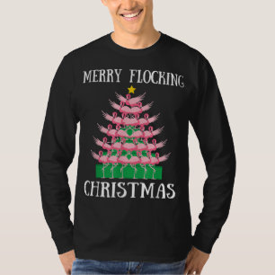 Pink Flamingo Merry Flocking Weihnachtsbaumleuchte T-Shirt