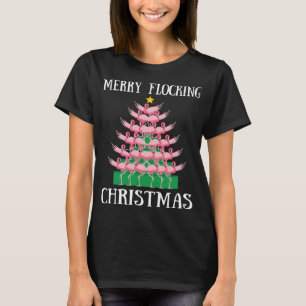 Pink Flamingo Merry Flocking Weihnachtsbaumleuchte T-Shirt