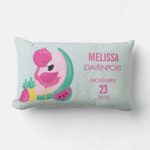 Pink Flamingo mit Fresh Fruits Baby Birth Lendenkissen